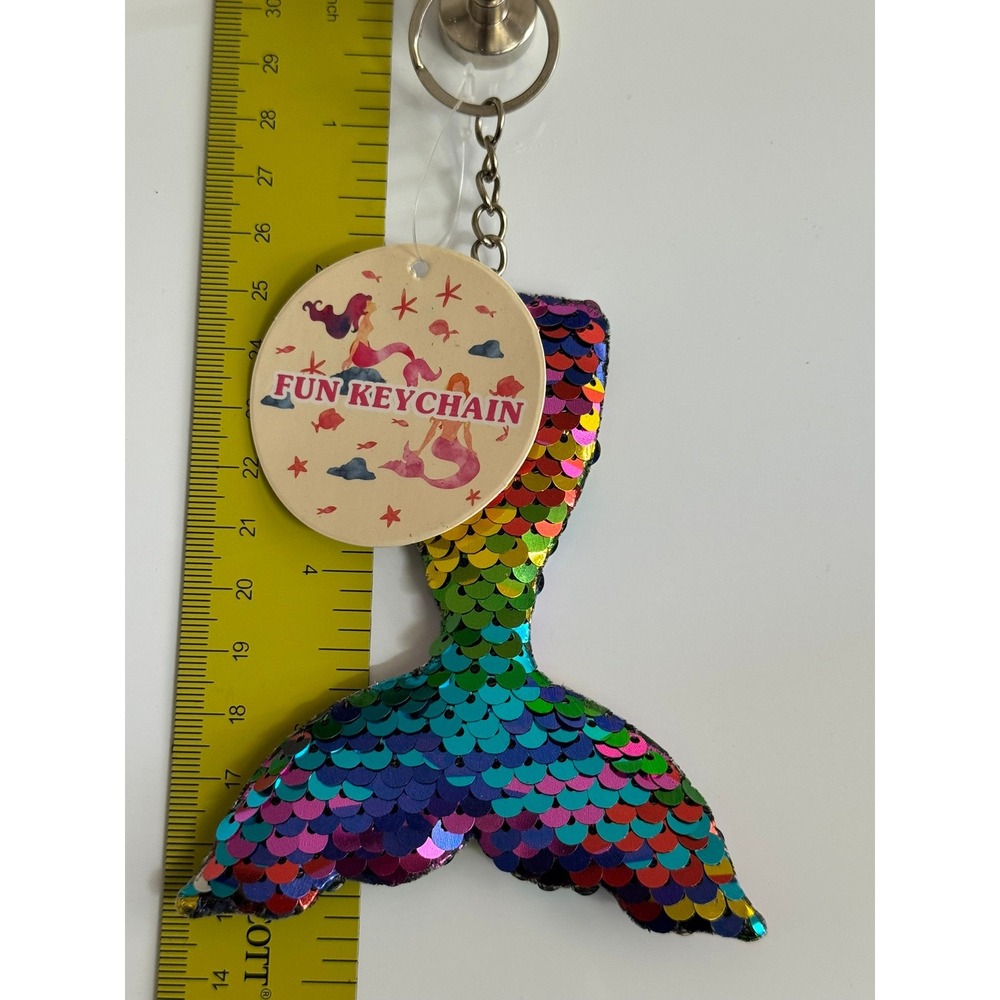 Royal Deluxe Rainbow Reversible Sequin Mermaid Tail Keychainβ New with Tag